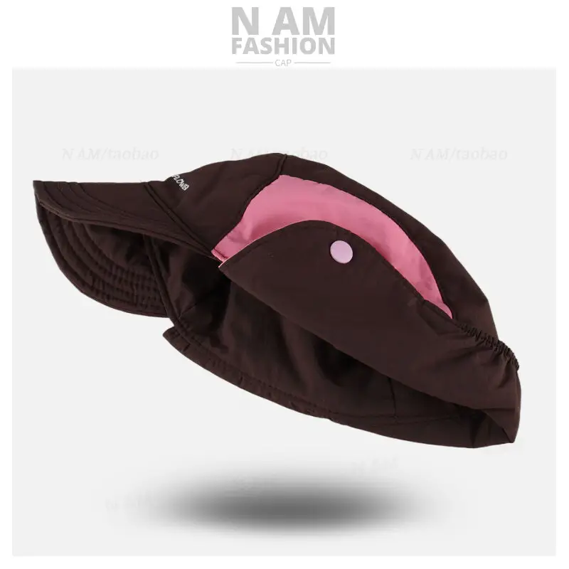 Women's Brown Bomber Cap with Pink Embroidery — feature 14