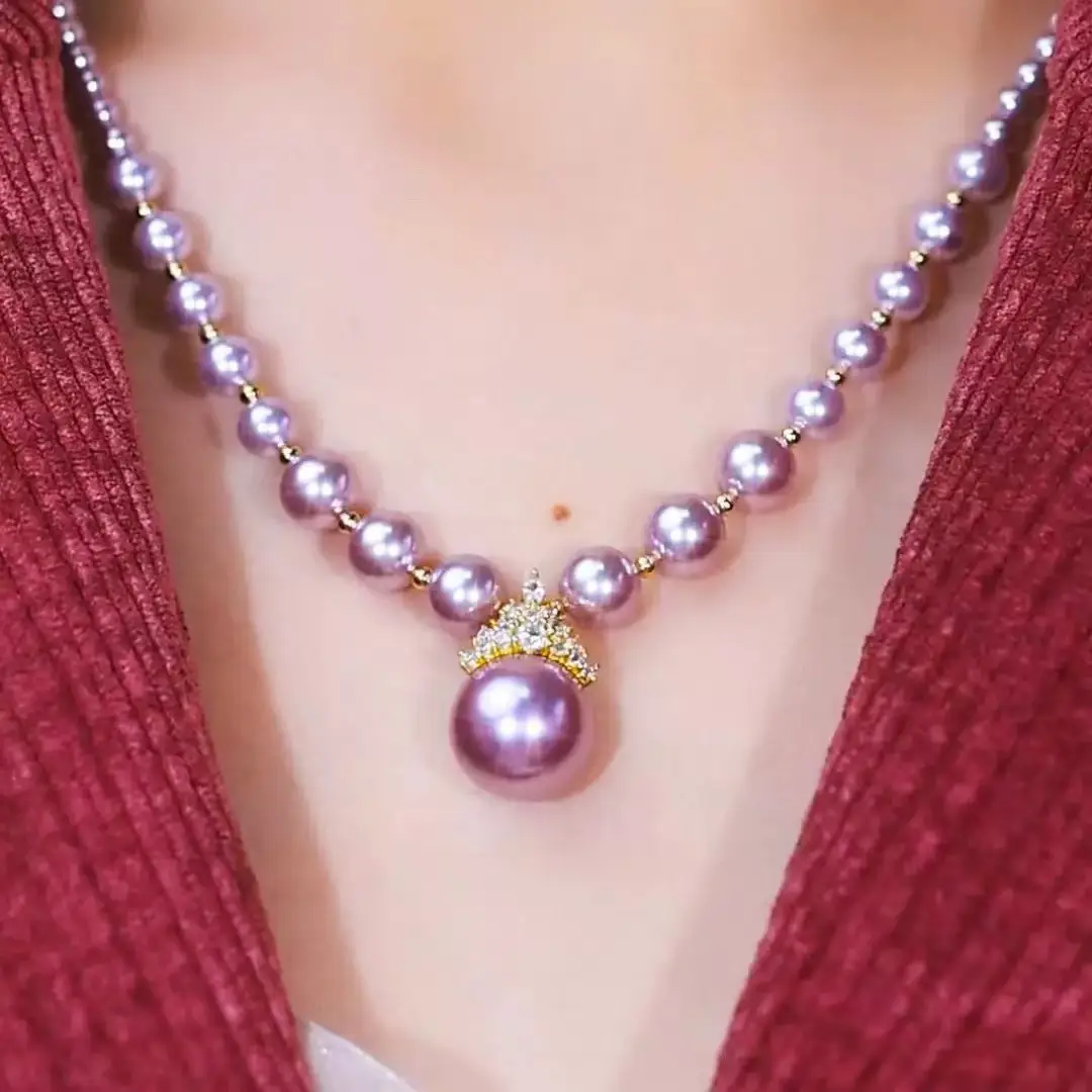 French Luxury Pearl Crown Necklace with Gold Accents — feature 11