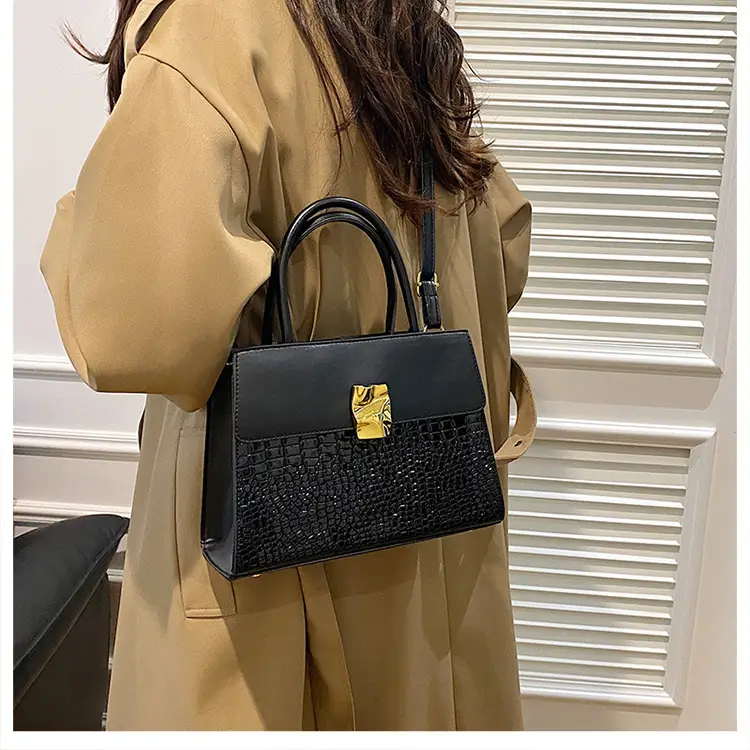 Women Croc Leather Shoulder Bag Brown 2024 — feature 19