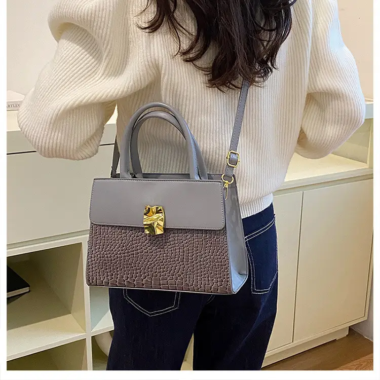 Women Croc Leather Shoulder Bag Brown 2024 — feature 28