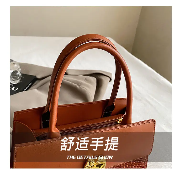 Women Croc Leather Shoulder Bag Brown 2024 — feature 8