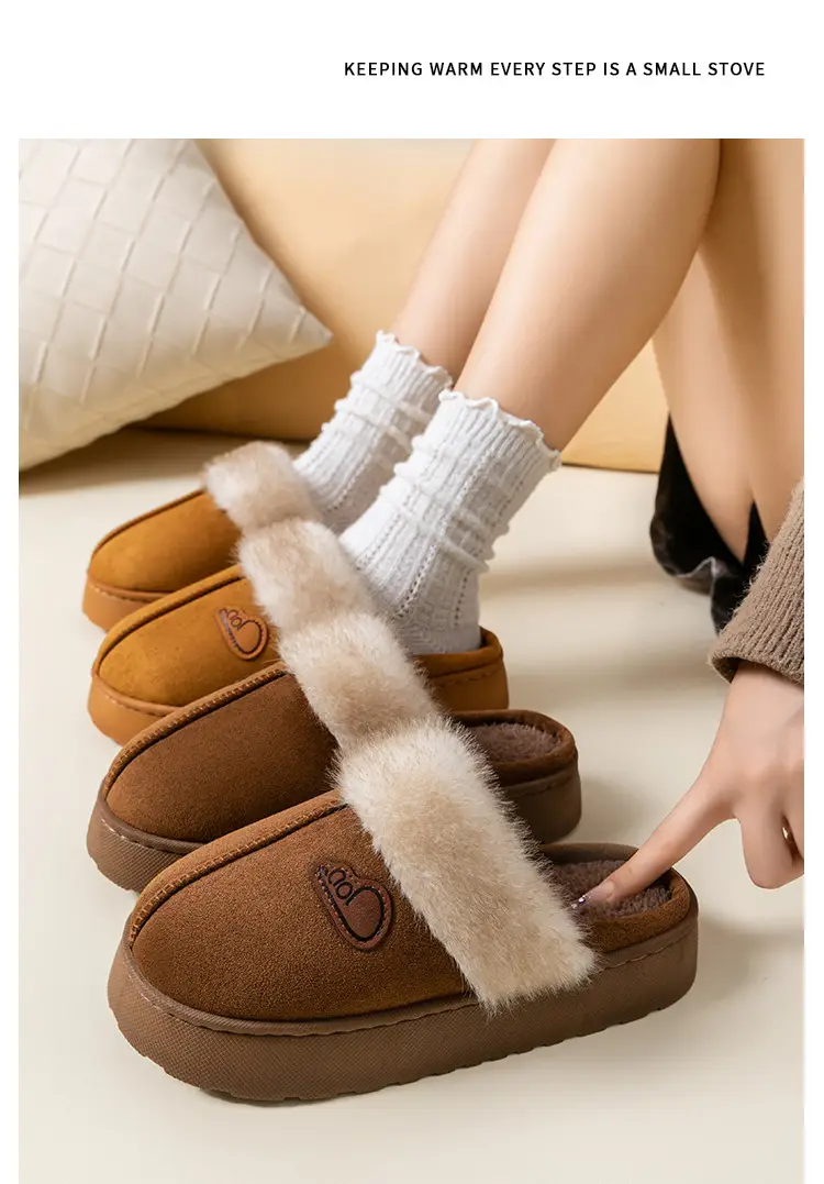 Women's Winter Indoor Cotton Slippers with Thick Soles, Non-Slip, Fleece-Lined, Thickened, Simple Plush Warm Maternity Slippers — feature 20