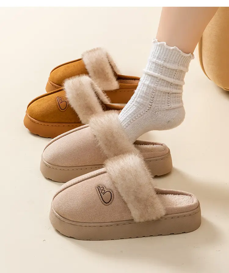 Women's Winter Indoor Cotton Slippers with Thick Soles, Non-Slip, Fleece-Lined, Thickened, Simple Plush Warm Maternity Slippers — feature 23