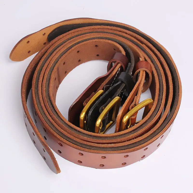Italy Vintage Cowhide Belt with Gold Buckle - Image 4