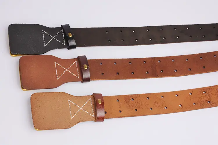 Italy Vintage Cowhide Belt with Gold Buckle — feature 10