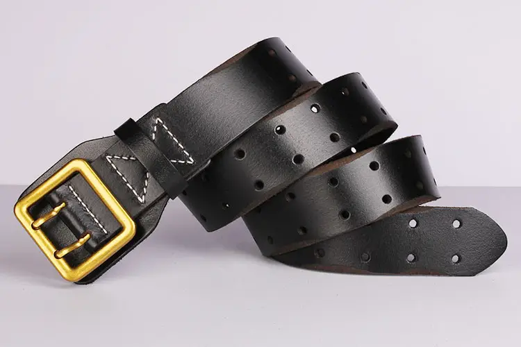 Italy Vintage Cowhide Belt with Gold Buckle — feature 12