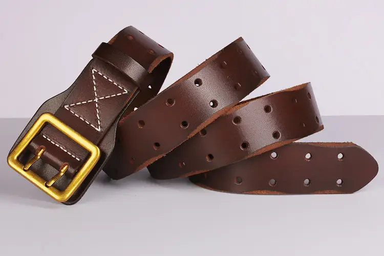 Italy Vintage Cowhide Belt with Gold Buckle — feature 13