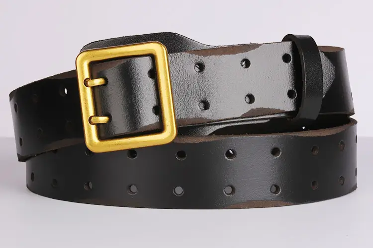 Italy Vintage Cowhide Belt with Gold Buckle — feature 15