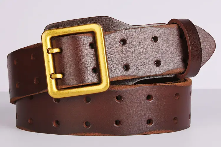 Italy Vintage Cowhide Belt with Gold Buckle — feature 16