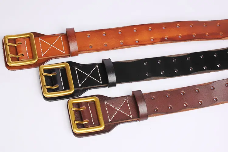 Italy Vintage Cowhide Belt with Gold Buckle — feature 9