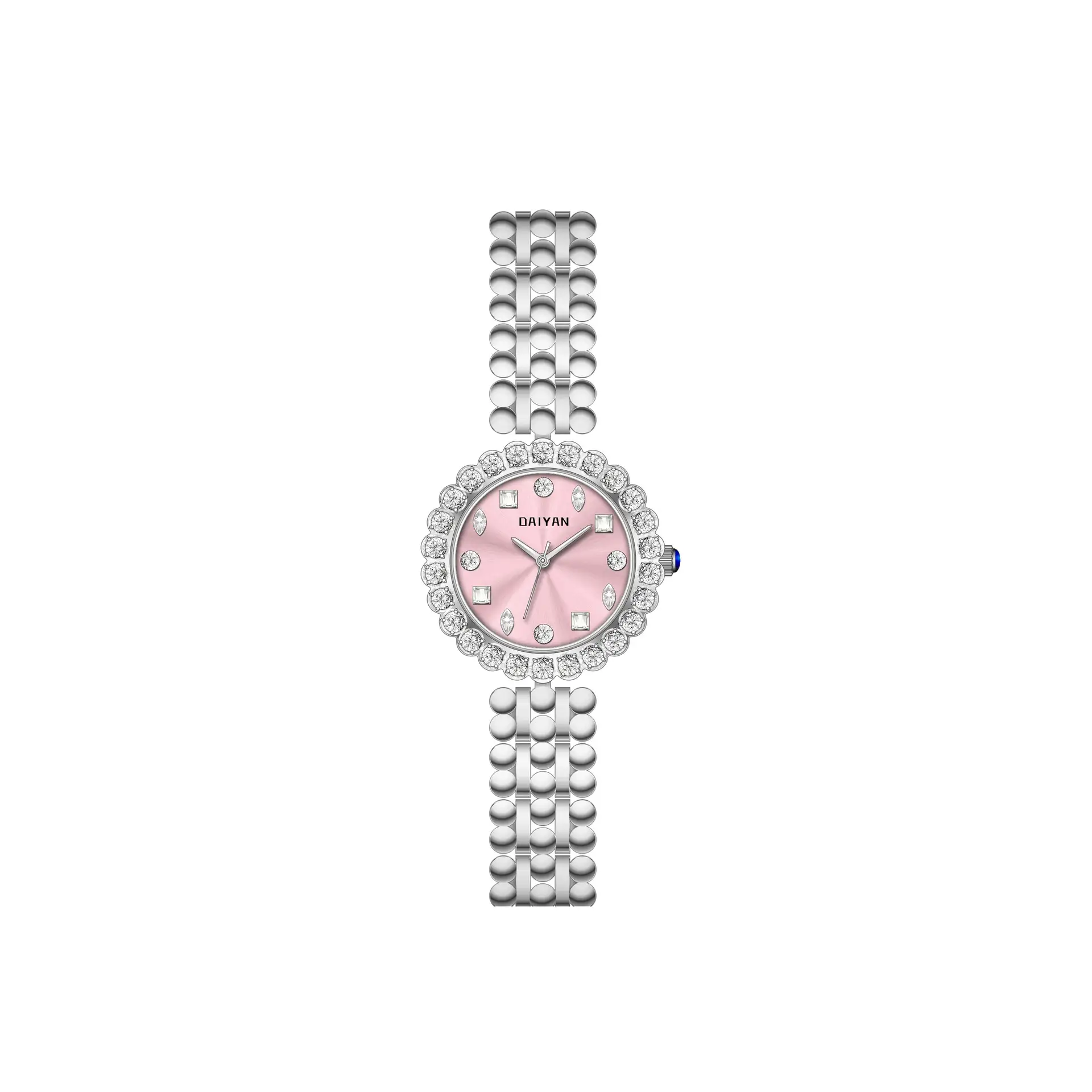 Women's Pink Diamond Chain Watch with Silver Band - Image 2