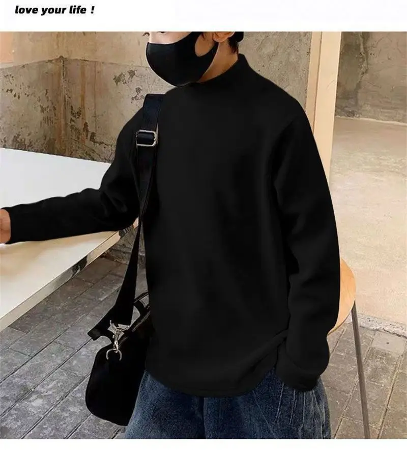 Children Velvet T-Shirt Brown Cream Half High Collar Winter Warm — feature 25