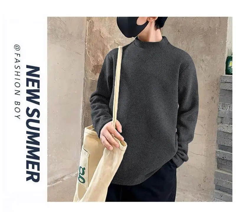 Children Velvet T-Shirt Brown Cream Half High Collar Winter Warm — feature 27
