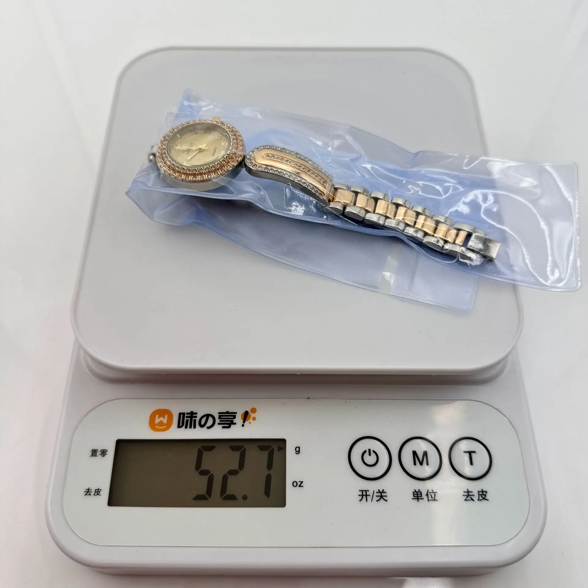 Gold Diamond-Encrusted Women's Watch with Green Dial — feature 2