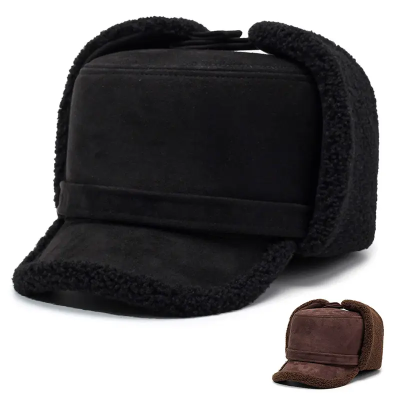 Warm Fur Cap for Men Winter Ear Protection Cap Brown - Image 2