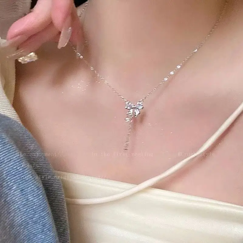 Double Layer Butterfly Necklace Women's Light Luxury Collarbone Chain - Image 18