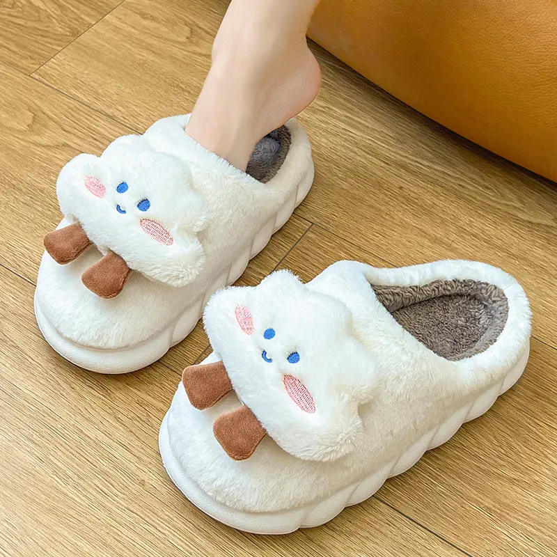 New Cotton Slippers Winter Warm Slippers Women's Home Thick Bottom Plush Couple Cotton Slippers fleece-lined Thickened Winter - Image 4