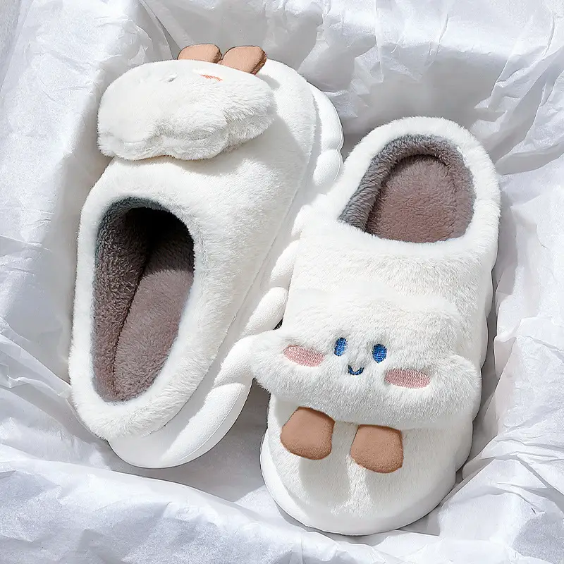 New Cotton Slippers Winter Warm Slippers Women's Home Thick Bottom Plush Couple Cotton Slippers fleece-lined Thickened Winter - Image 5