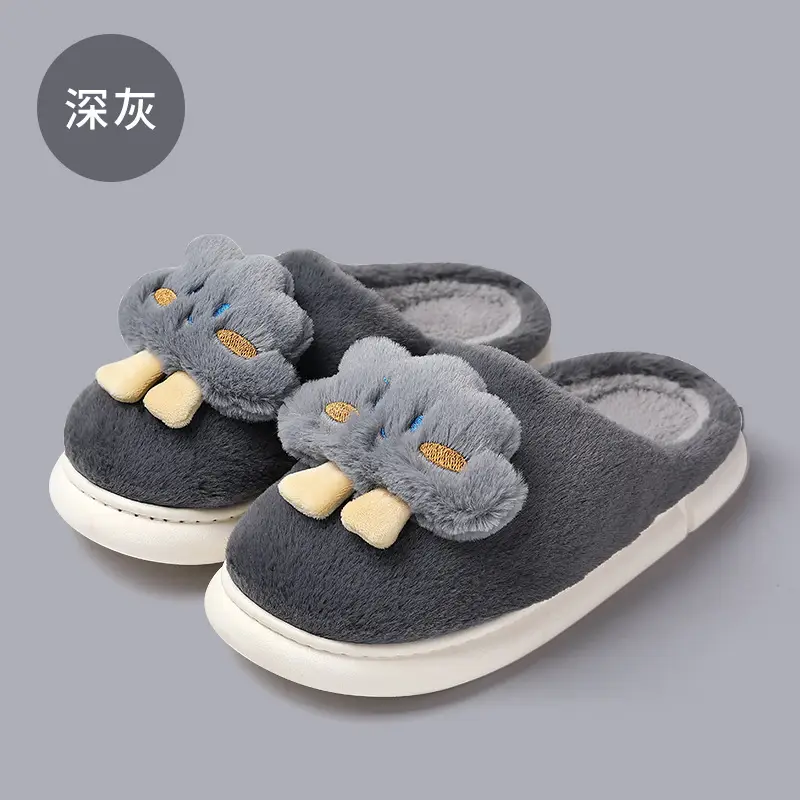 New Cotton Slippers Winter Warm Slippers Women's Home Thick Bottom Plush Couple Cotton Slippers fleece-lined Thickened Winter - Image 2
