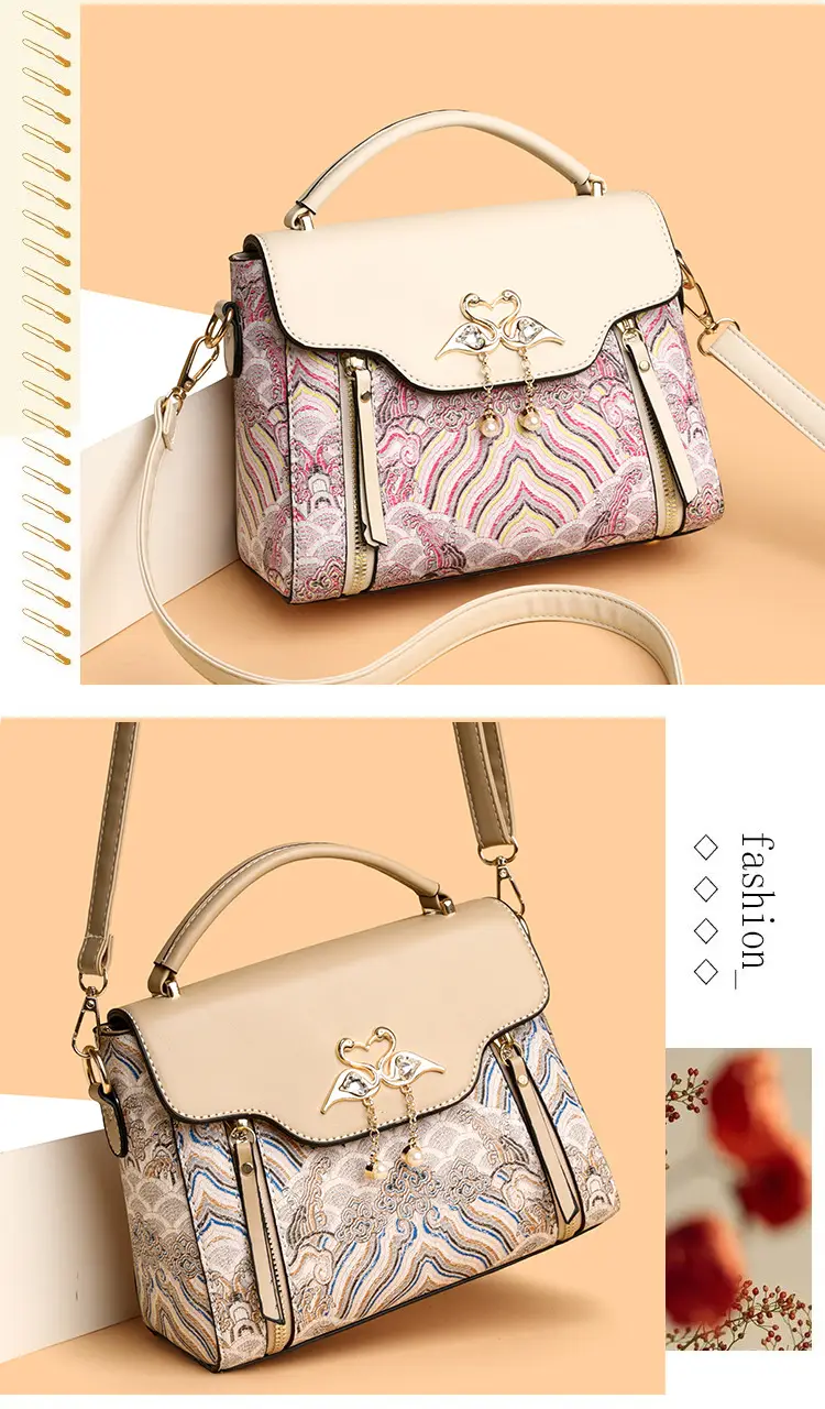 Women's Black Leather Crossbody Bag with Red Accessories — feature 12