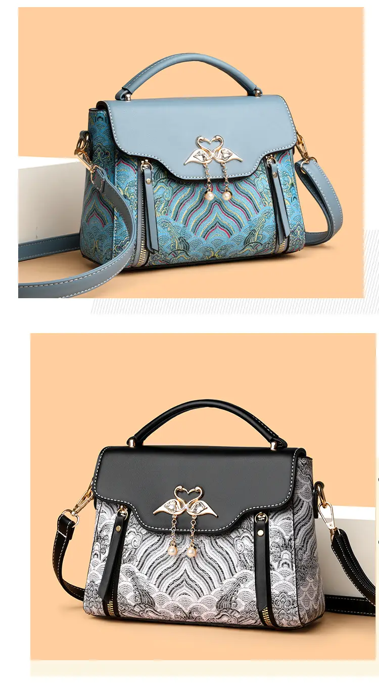 Women's Black Leather Crossbody Bag with Red Accessories — feature 13