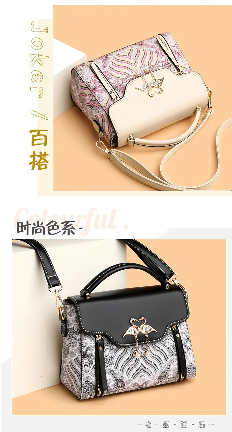 Women's Black Leather Crossbody Bag with Red Accessories — feature 14