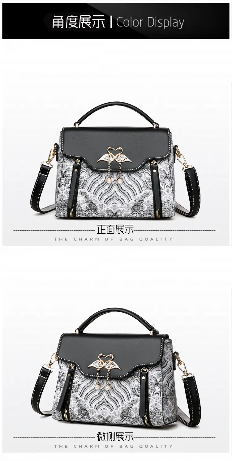 Women's Black Leather Crossbody Bag with Red Accessories — feature 22