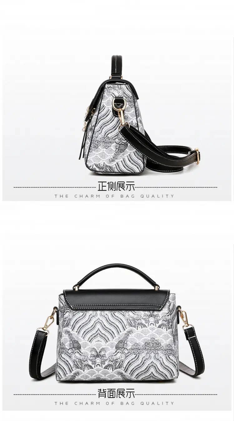 Women's Black Leather Crossbody Bag with Red Accessories — feature 23