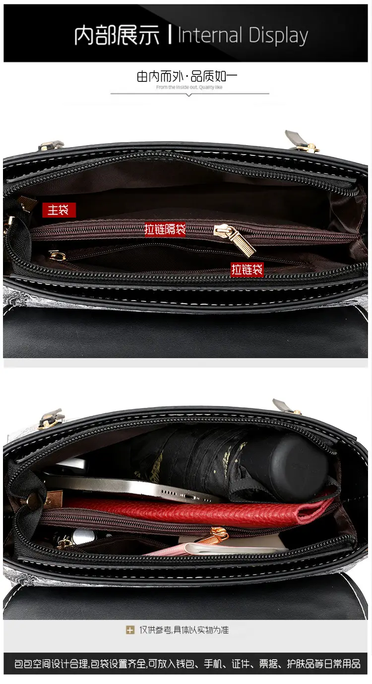 Women's Black Leather Crossbody Bag with Red Accessories — feature 30