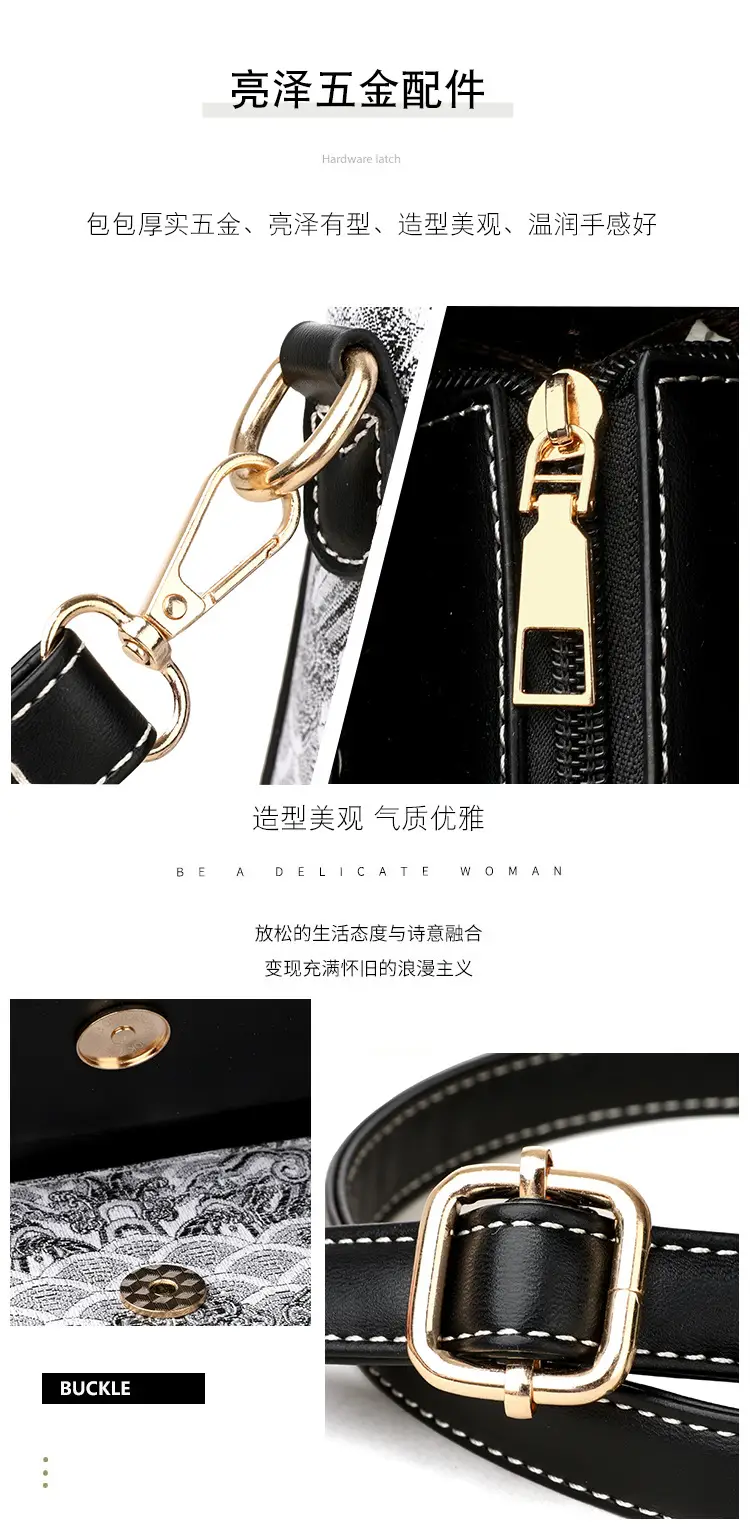 Women's Black Leather Crossbody Bag with Red Accessories — feature 6