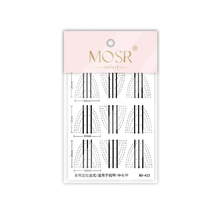Three-in-One Nail Sticker Multi-Color Line Design Transparent Adhesive