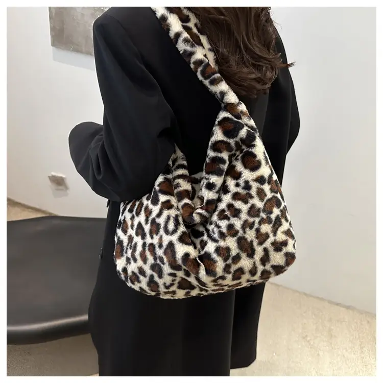 Leopard Print Fur Shoulder Bag 2024 Winter Autumn — feature 11
