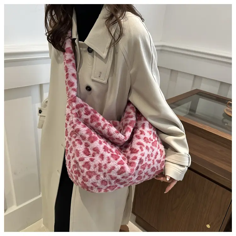 Leopard Print Fur Shoulder Bag 2024 Winter Autumn — feature 13