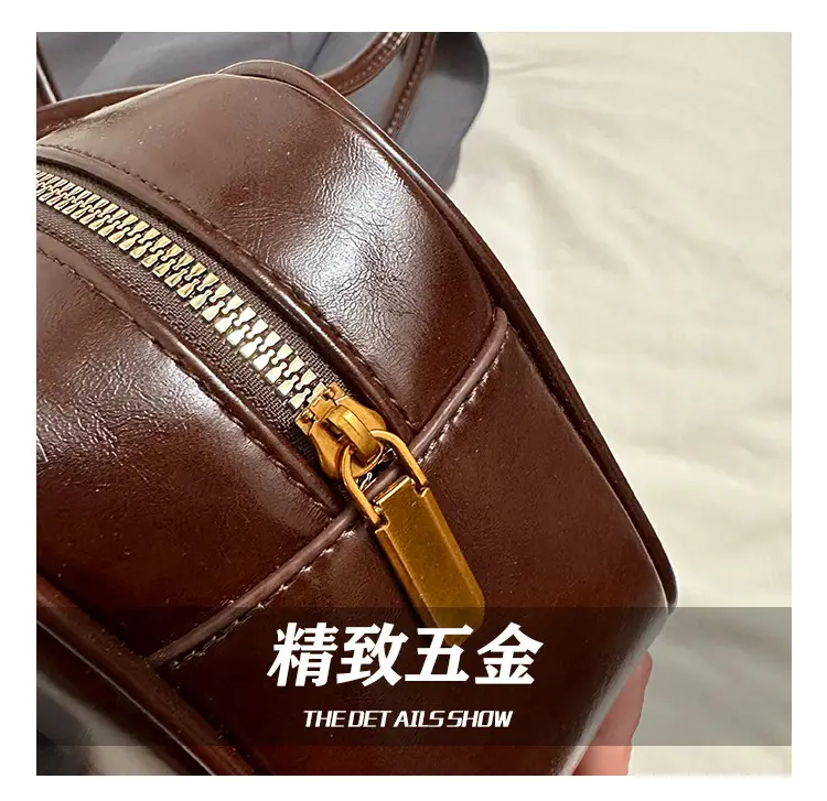 Women's Retro Boston Bag Oil Wax Leather Shoulder Commuter — feature 10