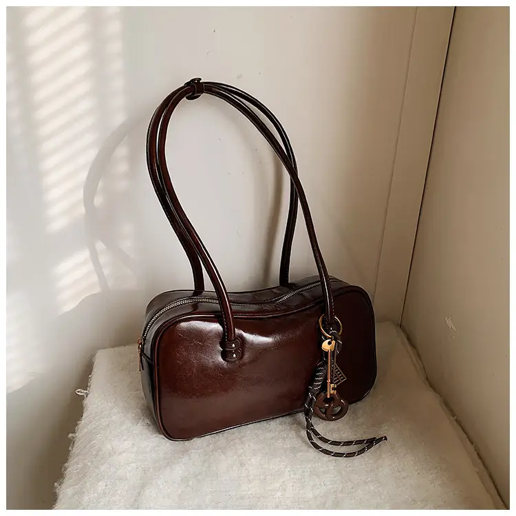 Women's Retro Boston Bag Oil Wax Leather Shoulder Commuter — feature 35