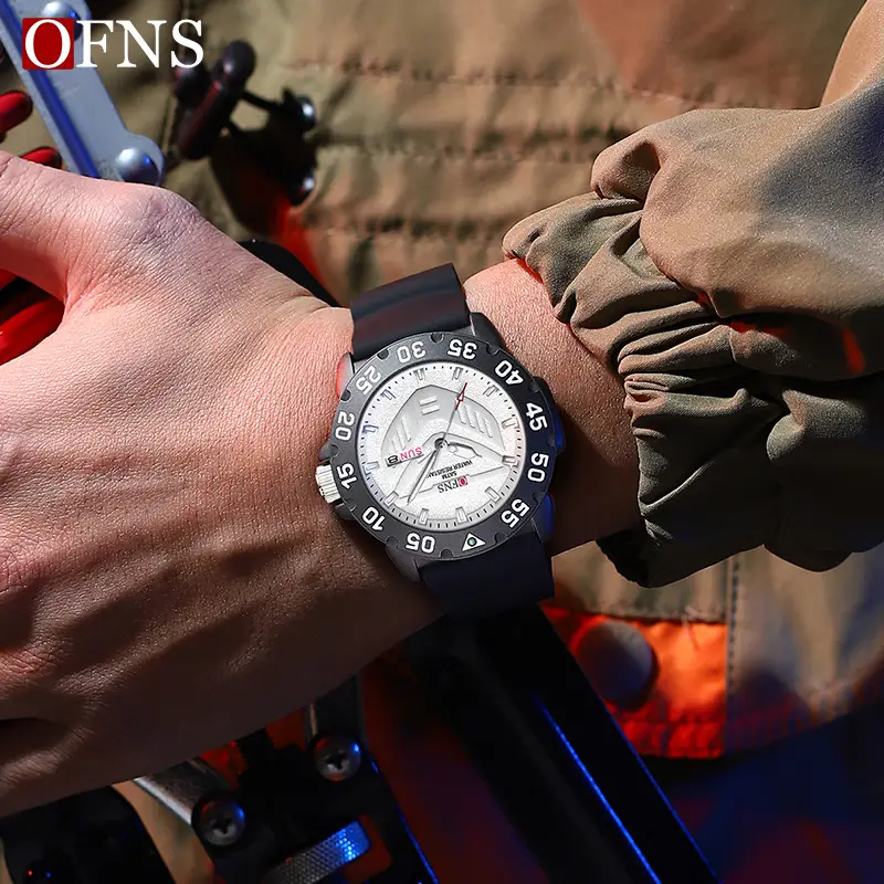 Men's Black Quartz Watch with Double Calendar & Luminous Dial