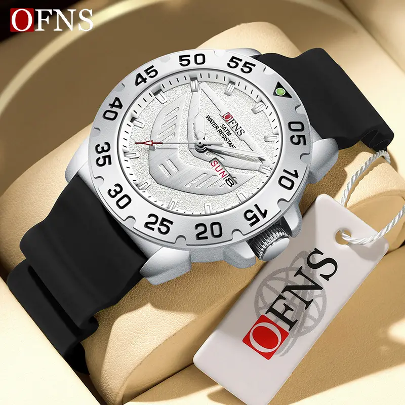 Men's Black Quartz Watch with Double Calendar & Luminous Dial
