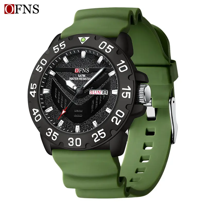 Men's Black Quartz Watch with Double Calendar & Luminous Dial