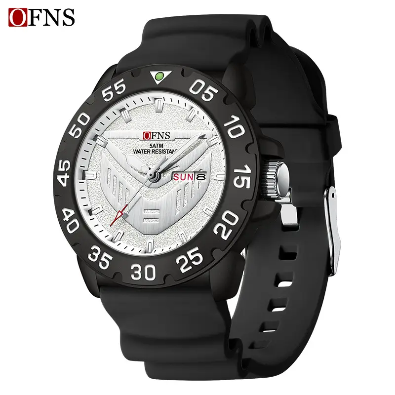 Men's Black Quartz Watch with Double Calendar & Luminous Dial