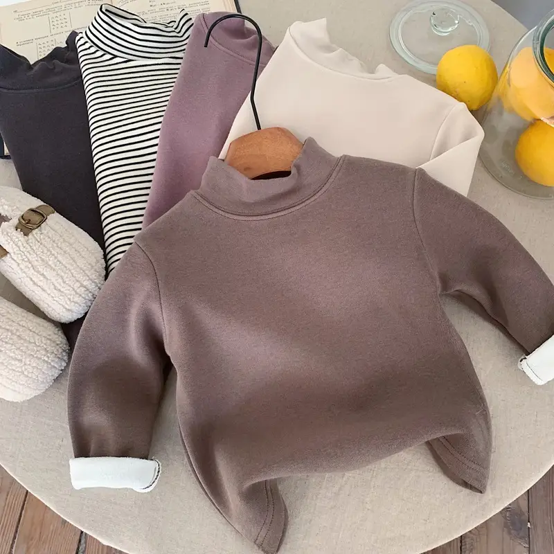 Boys Fleece Base T-Shirt Winter Warm Half Collar Medium — feature 9