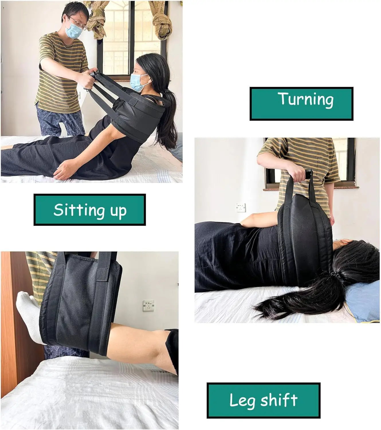 Black Adjustable Belt for Bed-Ridden Turn Over Care — feature 3