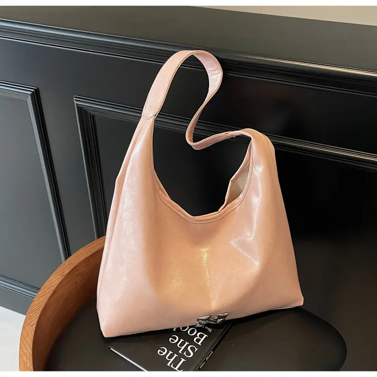 Women's Pink PU Shoulder Bag Large Capacity - Image 5