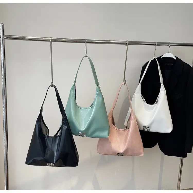 Women's Pink PU Shoulder Bag Large Capacity - Image 6