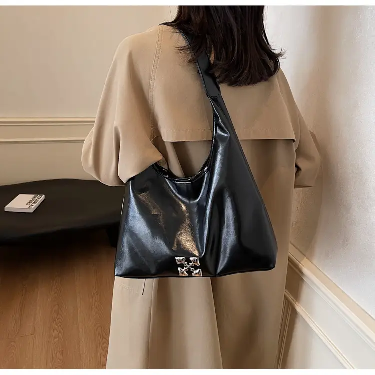 Women's Pink PU Shoulder Bag Large Capacity - Image 8