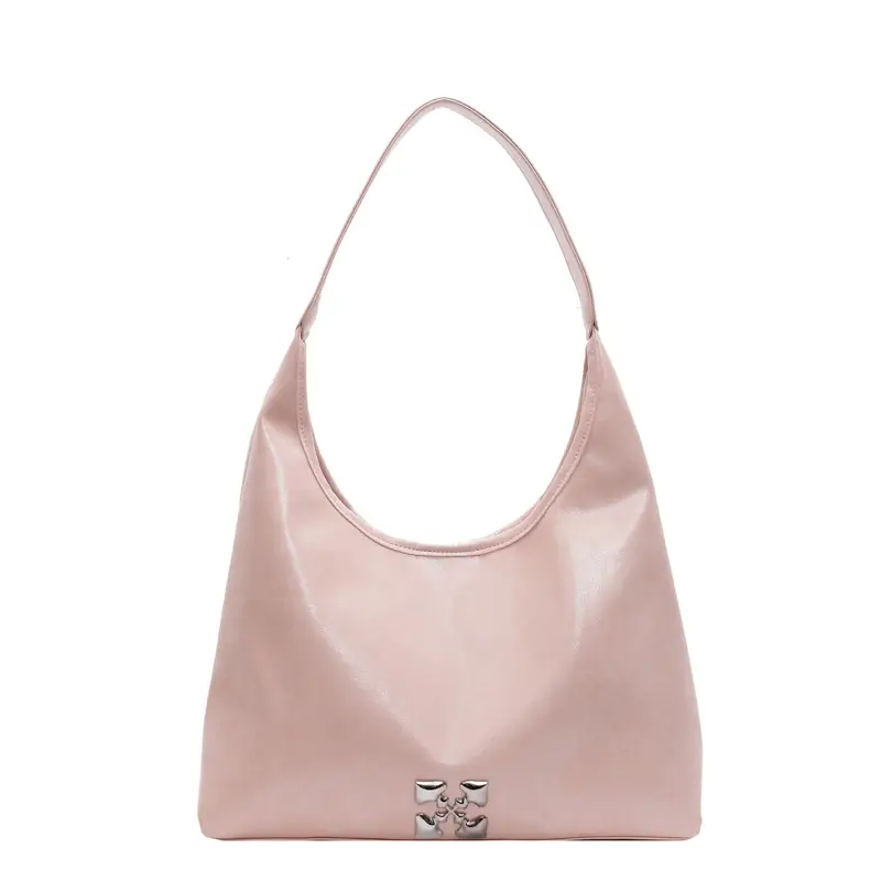 Women's Pink PU Shoulder Bag Large Capacity - Image 9