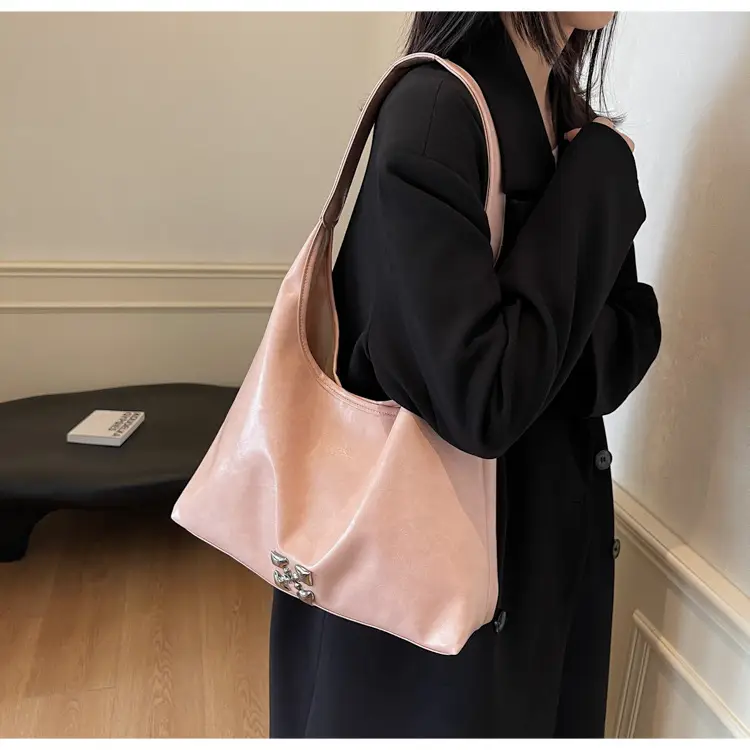 Women's Pink PU Shoulder Bag Large Capacity — feature 22