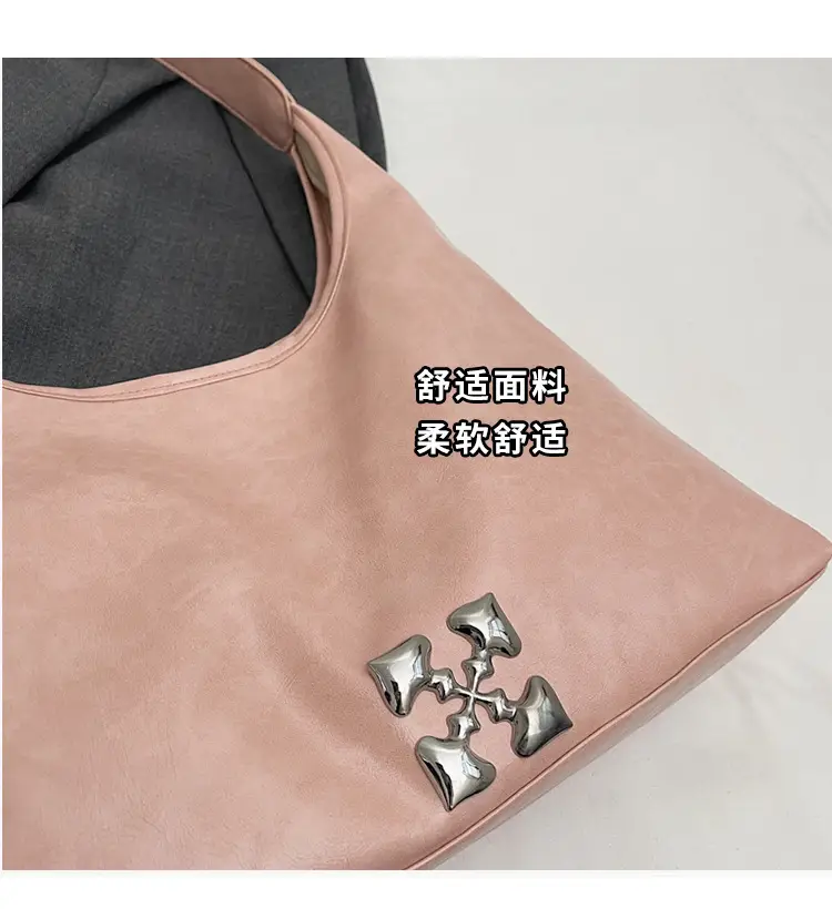 Women's Pink PU Shoulder Bag Large Capacity — feature 6