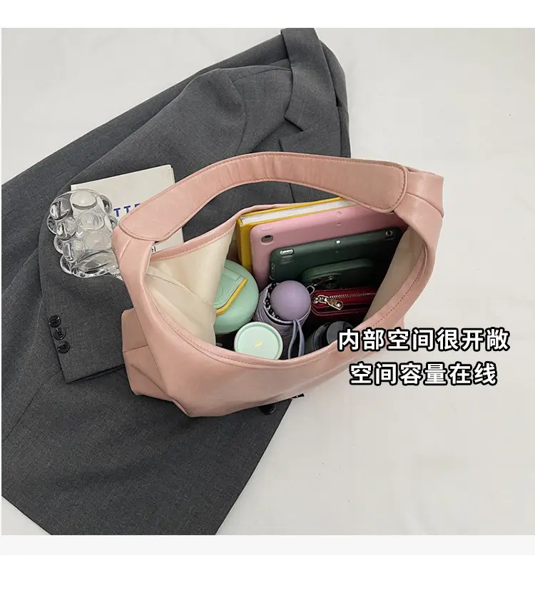 Women's Pink PU Shoulder Bag Large Capacity — feature 8
