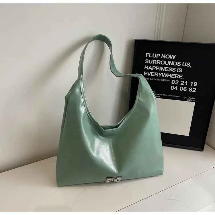 Women's Pink PU Shoulder Bag Large Capacity - Image 3