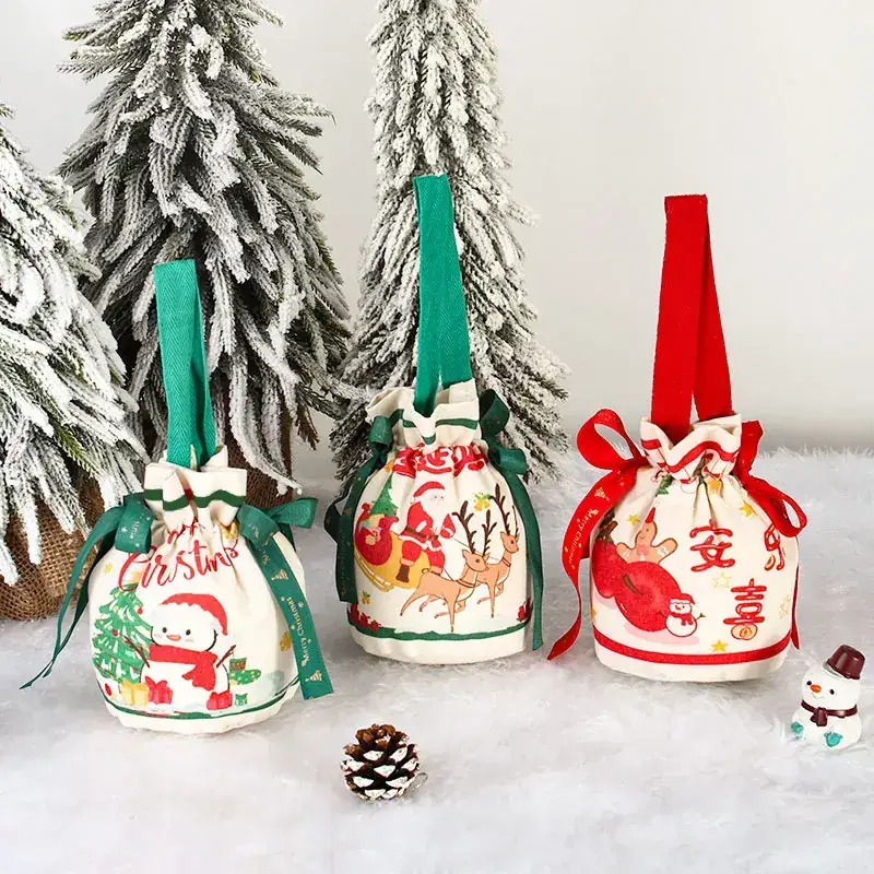 Red Christmas Gift Bag for Kids with Apple Design - Image 28